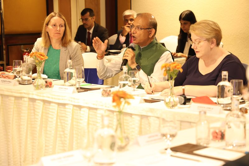 Speaker addressing the India-UK climate finance gathering.